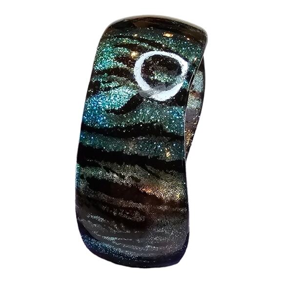 Green and Black Glitter Animal Markings Bangle Bracelet - Picture 4 of 9